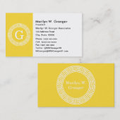 Ananas WHT Grieks Sleutel RND Lijst Initiaal Monog Visitekaartje (Voorkant / Achterkant)