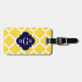 Ananas Wht Moroccan #5 Navy 3 Initieel Monogram Bagagelabel