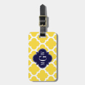 Ananas Wht Moroccan #5 Navy 3 Initieel Monogram Bagagelabel (Voorkant verticaal)