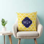 Ananas Wht Moroccan #5 Navy 3 Initiële Monogram Kussen (Stoel)