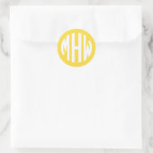 Ananas Wit 3 Initiaal Cirkel Monogram Doe-Het-Zelf Ronde Sticker (Tas)
