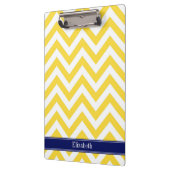 Ananas Wit LG Chevron Navy Blauwe Naam Initialen Klembord (Links)