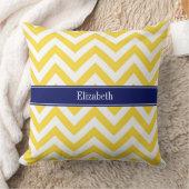 Ananas Wit LG Chevron Navy Blauwe Naam Initialen Kussen (Deken)