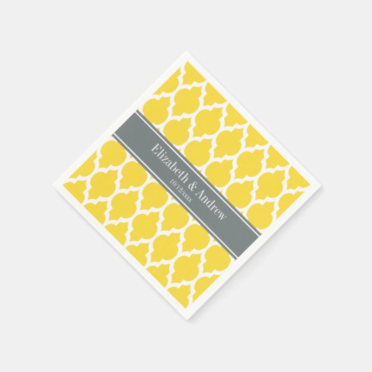 Ananas Wit Marokkaans #4 Houtskool Naam Monogram Servetten (Hoek)