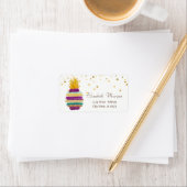 Ananas,Wit,Nep Goud Folie Confetti Etiket (Insitu)