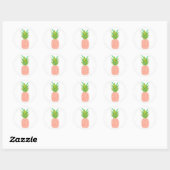 Ananas +Wit Ronde Sticker (Vel)