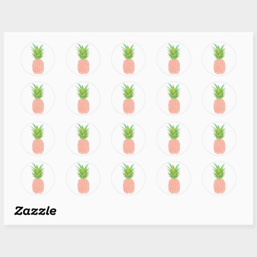 Ananas +Wit Ronde Sticker (Vel)