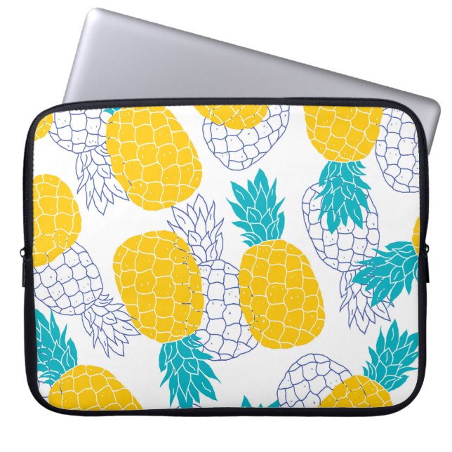 Ananas witte achtergrond, naadloos patroon. laptop sleeve (Voorkant)