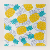 Ananas witte achtergrond, naadloos patroon. legpuzzel (Horizontaal)