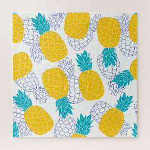Ananas witte achtergrond, naadloos patroon. legpuzzel