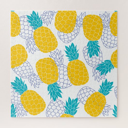 Ananas witte achtergrond, naadloos patroon. legpuzzel (Verticaal)