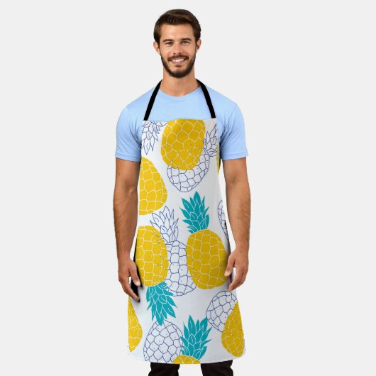 Ananas witte achtergrond, naadloos patroon. schort (Gedragen)