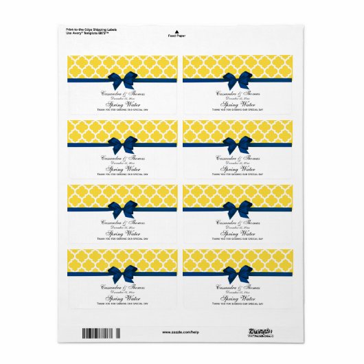 Ananas, witte Marokkaanse marinebow watermerk Etiket (Full Sheet)