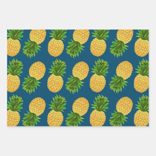 Ananas Wrapping Papier Flat Sheet Set van 3 Inpakpapier Vel (Voorkant)