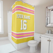 Ananas Yellow Hot Pink Wt Stripes Sports Jersey Douchegordijn (In situ)