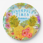 Ananas Zee Floral Papieren Bordje (Voorkant)