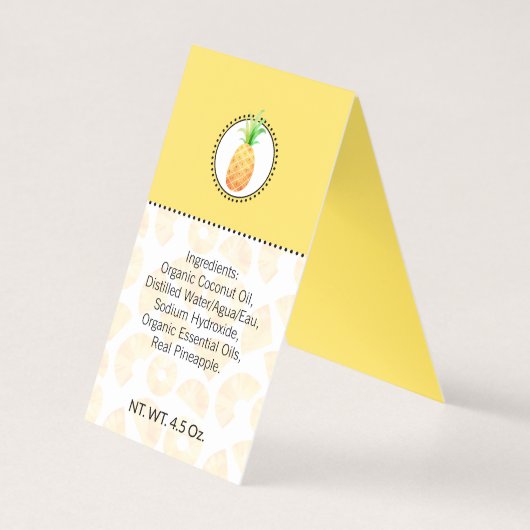 Ananas Zelfgemaakte Bad & Lichaam Label | Label Kaart (Achterkant)