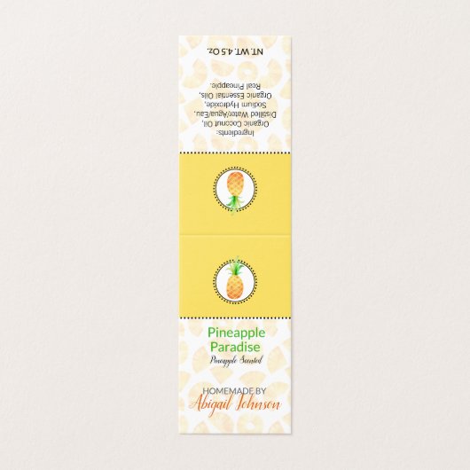 Ananas Zelfgemaakte Bad & Lichaam Label | Label Kaart (Buitenkant ongevouwen)