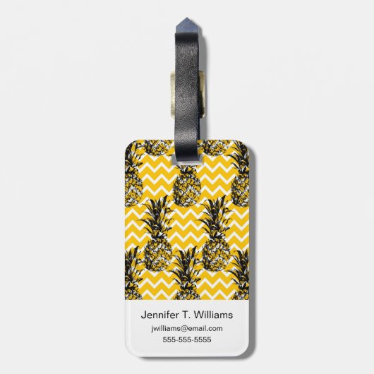 Ananas Zigzaggen Bagagelabel (Achterkant verticaal)