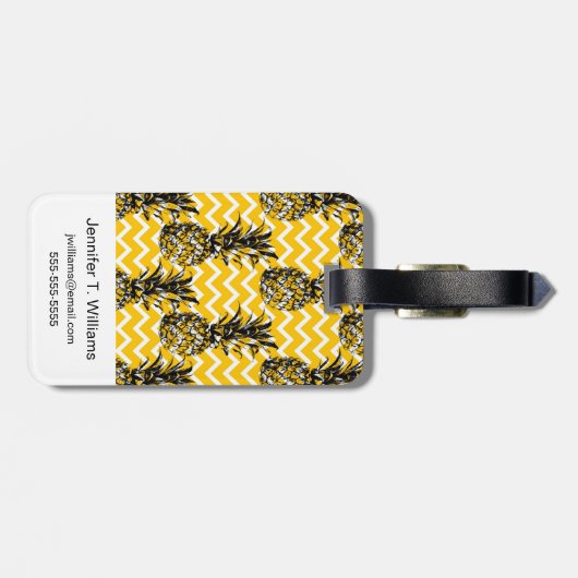 Ananas Zigzaggen Bagagelabel (Achterkant horizontaal)