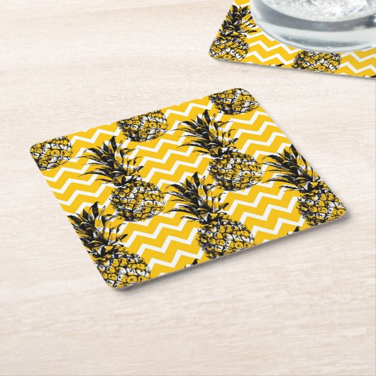 ananas Zigzags Kartonnen Onderzetters (Schuin)