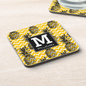 ananas Zigzags | Monogram Bier Onderzetter (Linkerzijde)