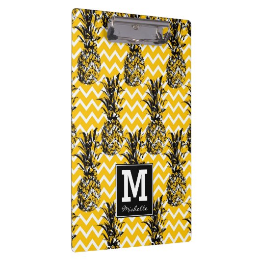 ananas Zigzags | Monogram Klembord (Rechts)