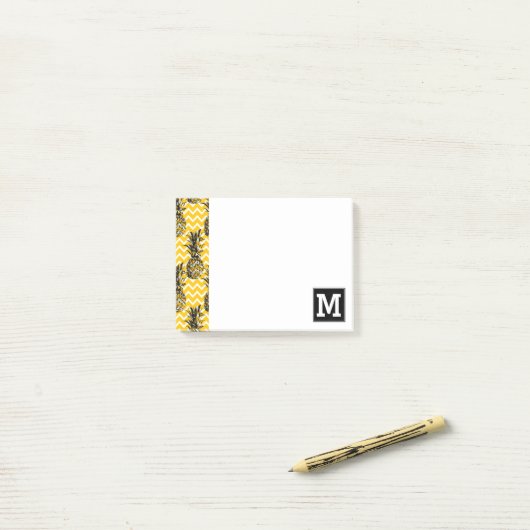 ananas Zigzags | Monogram Post-it® Notes (Op bureau)