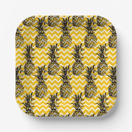 ananas Zigzags Papieren Bordje (Voorkant)