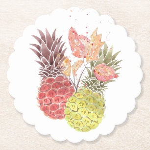 Ananas, zoet koppel. kartonnen onderzetters