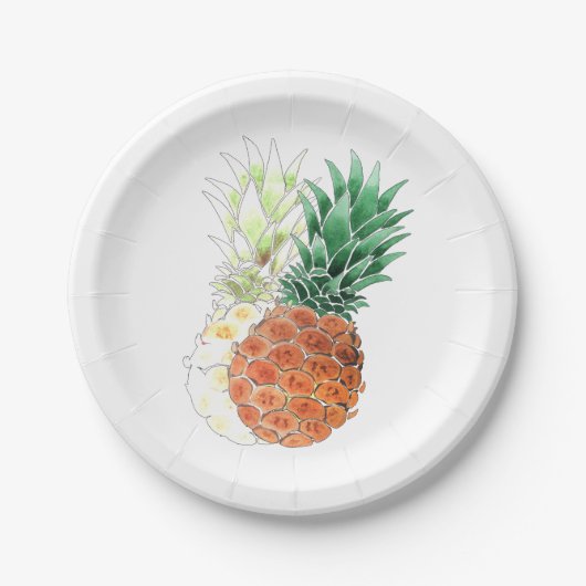 Ananas, zoet koppel. papieren bordje (Voorkant)