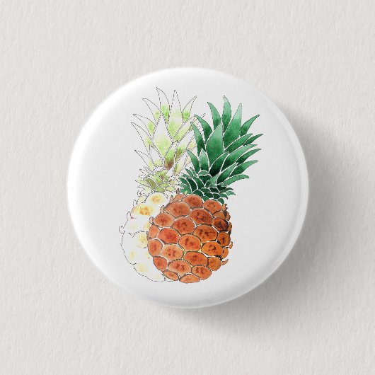 Ananas, zoet koppel. ronde button 3,2 cm (Voorkant)