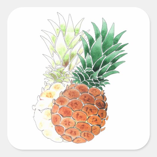 ananas, zoet koppel, vierkante sticker (Voorkant)
