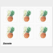 ananas, zoet koppel, vierkante sticker (Vel)