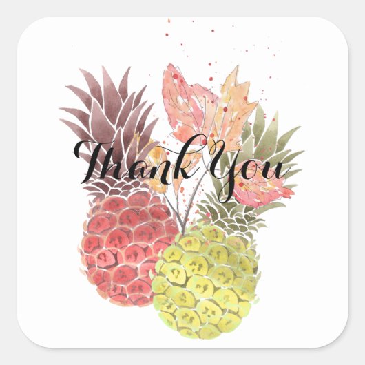 Ananas, zoet koppel. vierkante sticker (Voorkant)