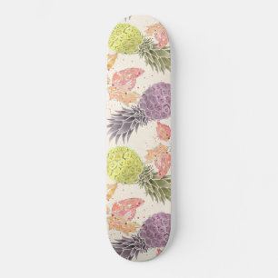 Ananas, zoet koppel, vruchten, waterverf persoonlijk skateboard