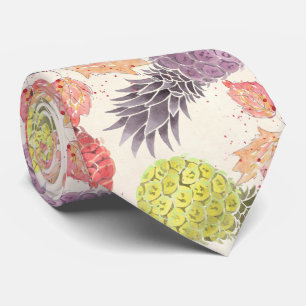 Ananas, zoet koppel, vruchten, waterverf stropdas