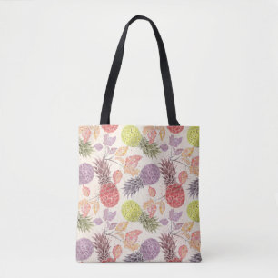 Ananas, zoet koppel, vruchten, waterverf tote bag