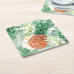 Ananas, zoet koppel, vruchtenvierkant papier coast kartonnen onderzetters