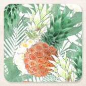 Ananas, zoet koppel, vruchtenvierkant papier coast kartonnen onderzetters (Voorkant)