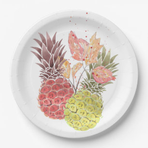 Ananas, zoet paar . papieren bordje