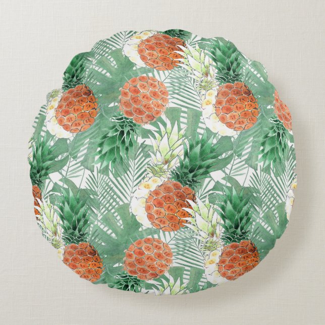 Ananas, zoet paar . rond kussen (Voorkant)