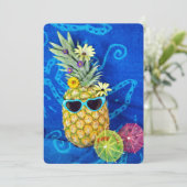 Ananas Zomer Beach Party Kaart (Staand voorkant)