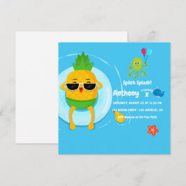 Ananas Zomer Spat Splash Kids Verjaardagsfeestje Kaart