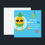 Ananas Zomer Spetterfeest Kinderverjaardagsfeestje Kaart<br><div class="desc">Aangepaste uitnodiging voor een zomerfeestje voor koele kids bij het zwembad of strand,  aanpasbaar aan uw specificaties.</div>