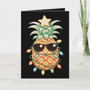 Ananas Zonnebril Kerstverlichting Kerst Vakantie Kaart