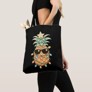 Ananas Zonnebril Kerstverlichting Kerst Vakantie Tote Bag