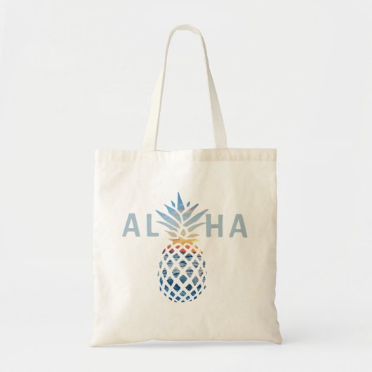 Ananas Zonsondergang en Blauwe Oceaan Golven Aloha Tote Bag (Voorkant)