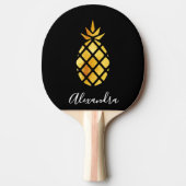 Ananas zwart goud monogram schrift tafeltennisbatje (Voorkant)