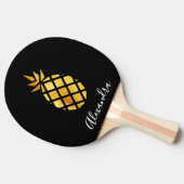Ananas zwart goud monogram schrift tafeltennisbatje (Zijkant)